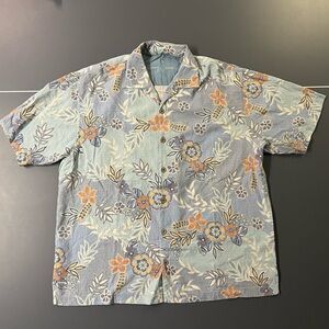 Tommy Bahama Floral Blue Hawaiian Shirt